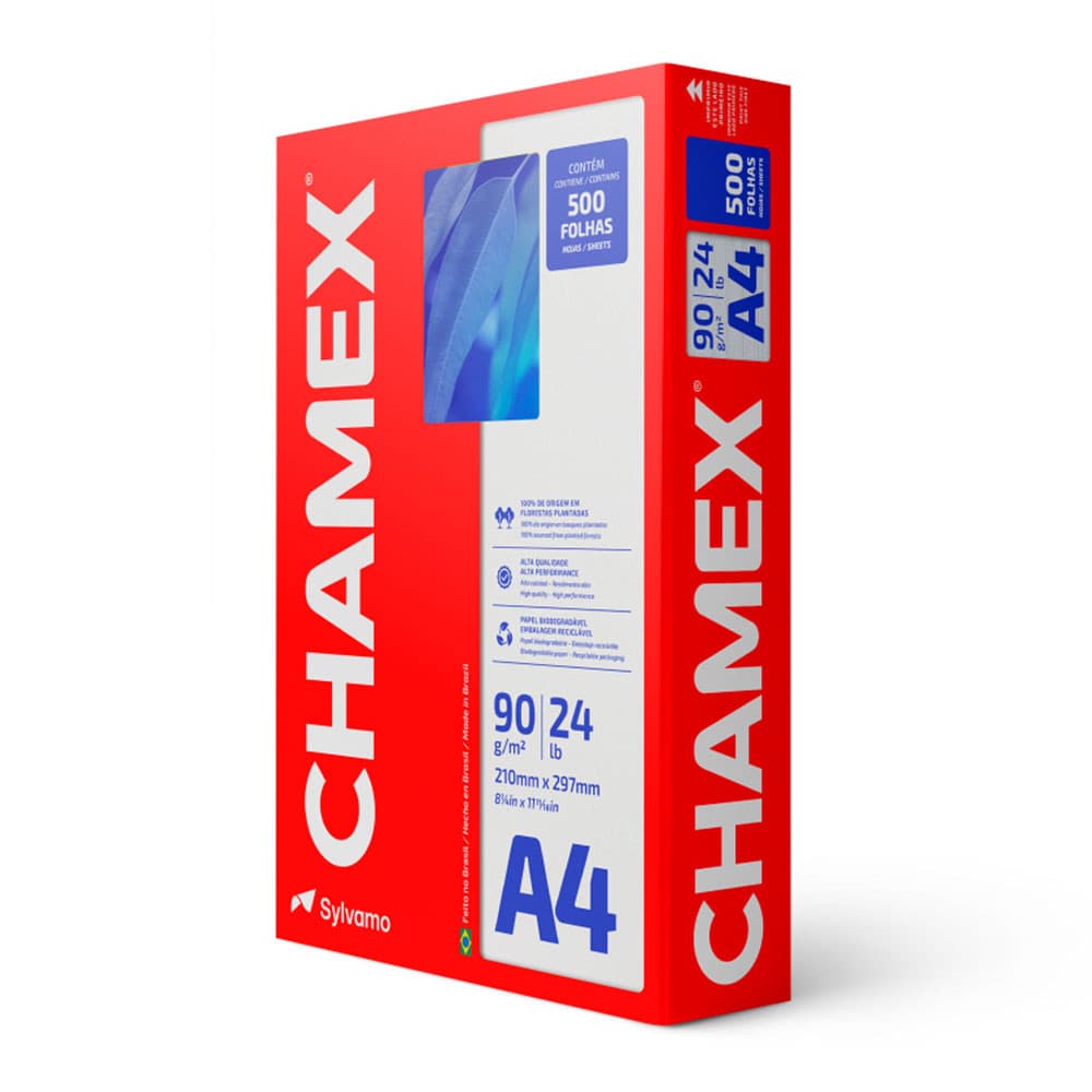 Papel sulfite A4 90g 210x297 com 500 folhas Chamex