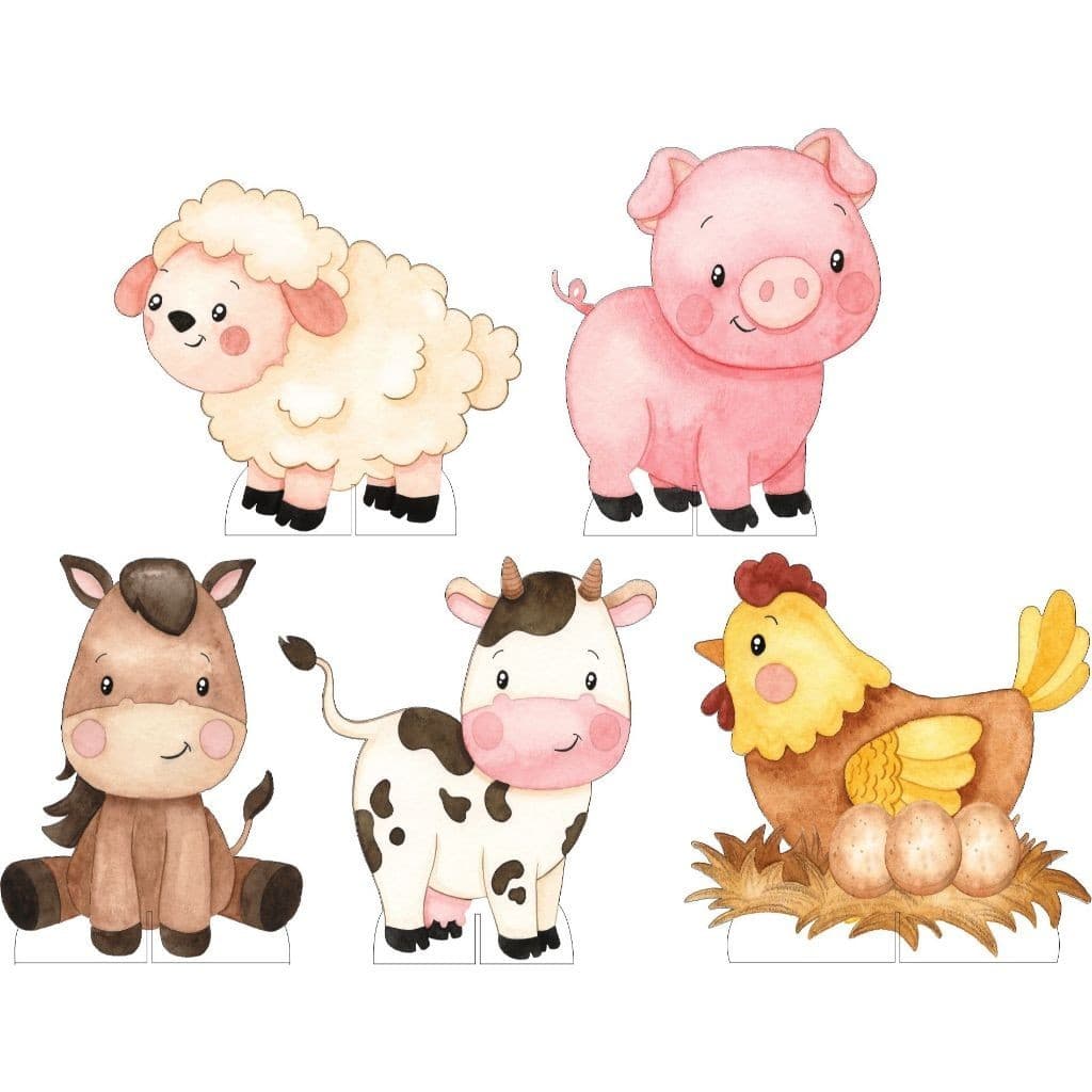 Display MDF de mesa - Fazendinha 5 pças corte rente totens mdf