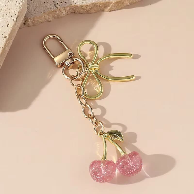 Chaveiro Com Pingente De Cereja Vermelha Para Mulheres , Bolsa Fofa , Decoração , Joias Multifuncionais , Acessórios Cha