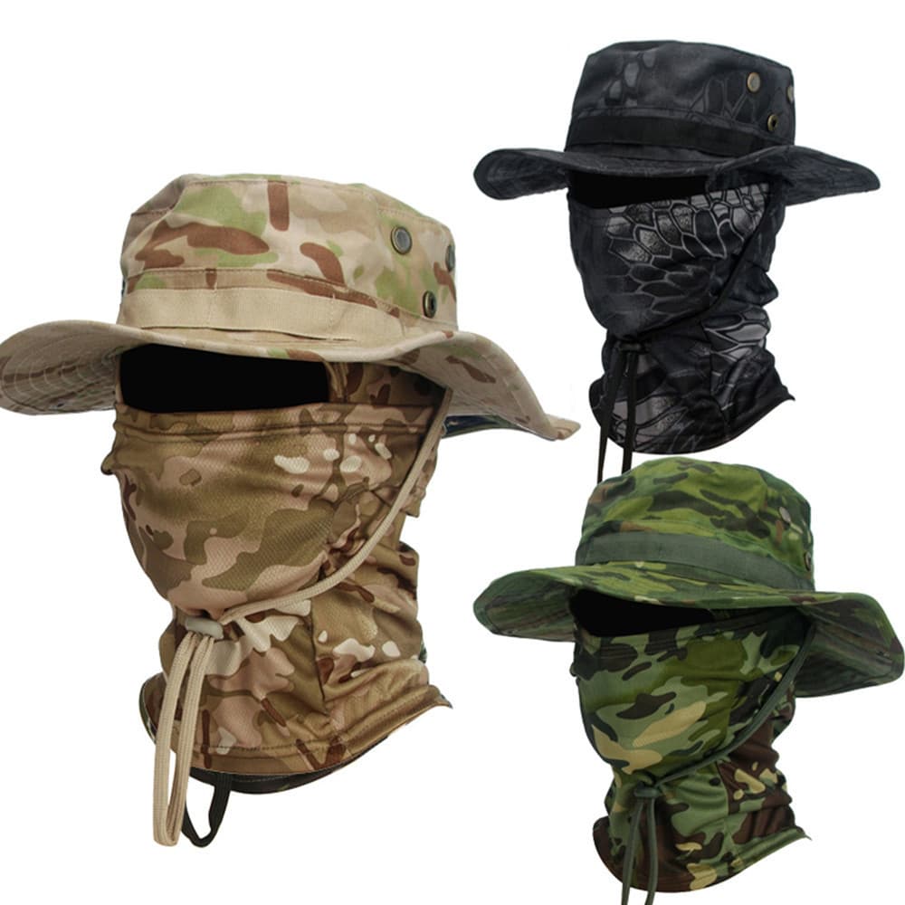 Conjunto Boonie + Mascara Balaclava de Proteção Solar Elegante Respirável Para Aventuras Ao Ar Livre