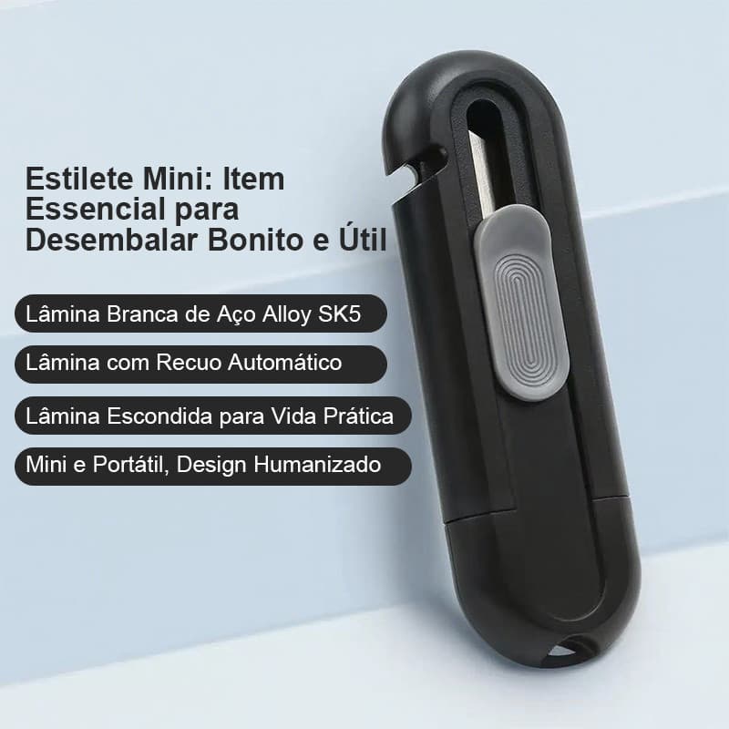 Estilete Retrátil para Caixas-Cortador de Papel e Cartão, Lâmina Afiada, Ideal paraAbrirEncomendas, Pacotes e Artesanato