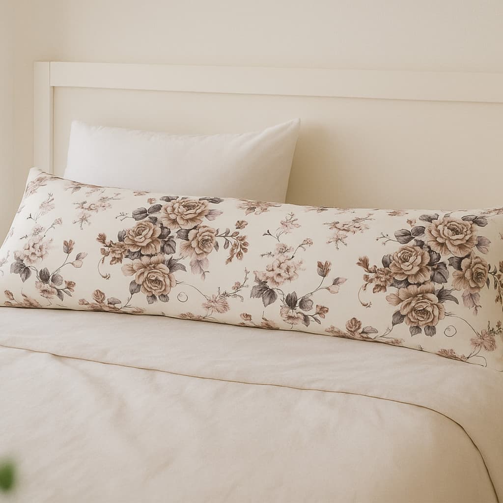 Capa Xuxão Micro Percal Fronha 1,40 X 0,50 Floral Tabaco