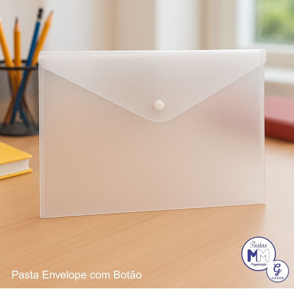 PASTA ENVELOPE COM BOTÃO DE PRESSÃO A4 - Kit c/ 05un