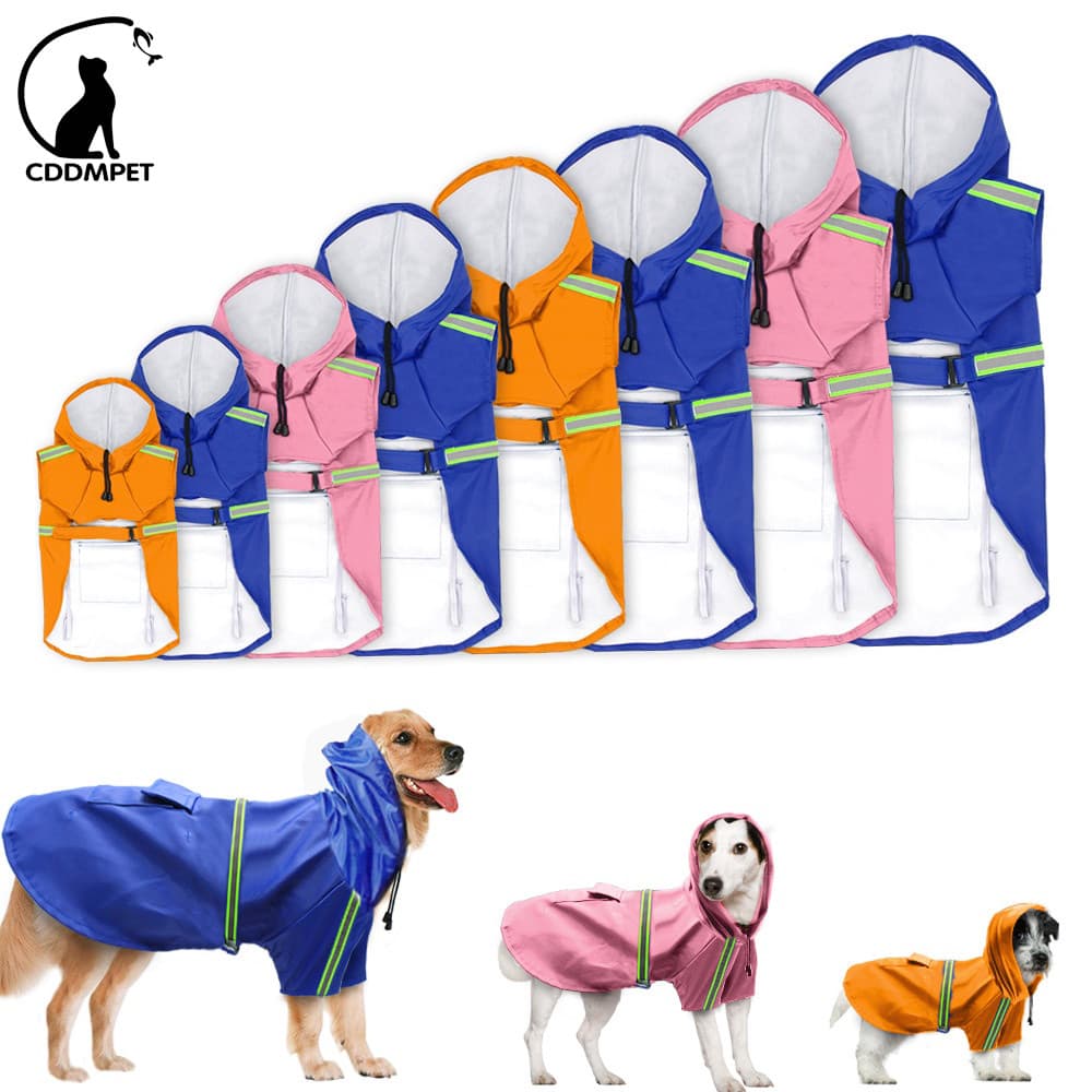 Capa De Chuva Para Cães Pequenos E Grandes À Prova D'água Jaqueta Reflexiva Poncho Animais De Estimação