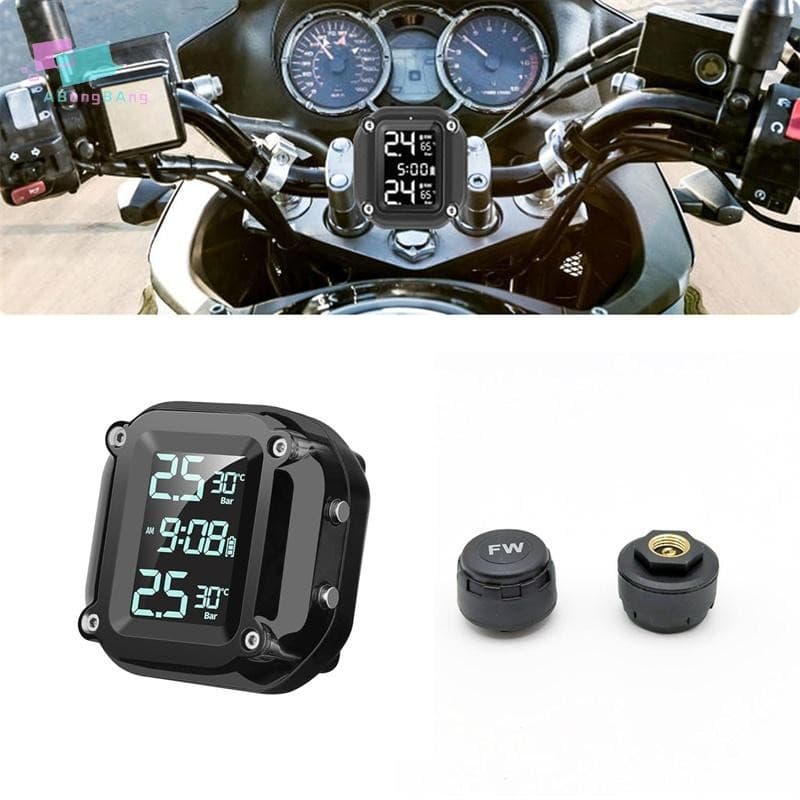 Abongbanghn M5 Motocicleta TPMS Sem Fio Moto Sistema De Alarme Monitoramento Pressão Dos Pneus Com 2 Sensores Externos 5