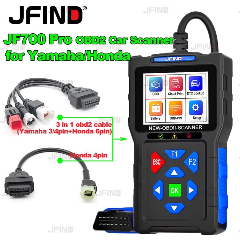 Scanner JFIND JF700 PRO Para Honda/Yamaha OBD2 Leitor De Código De Falha De Motor De Motocicleta De Carro Analisador De 
