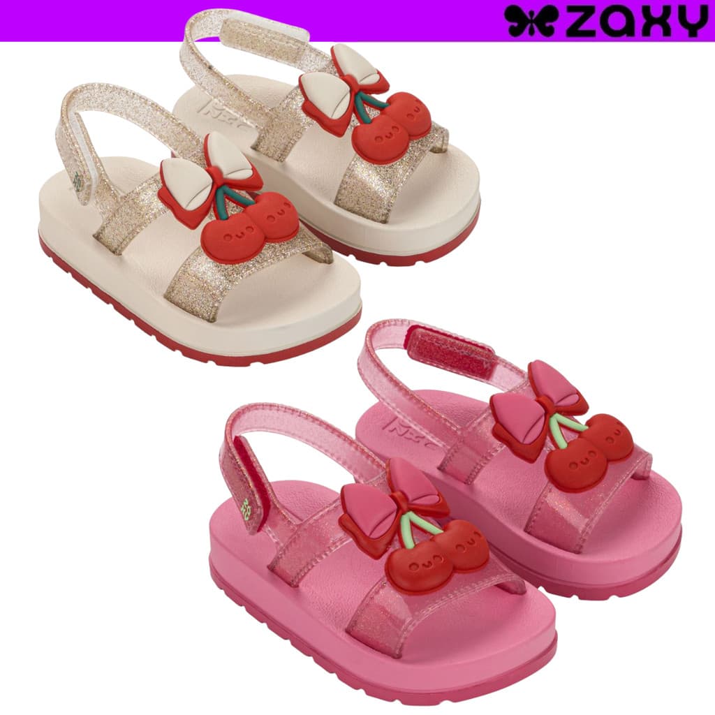 Sandália Zaxynina Cherry Infantil Feminino Frutas Glitter Conforto