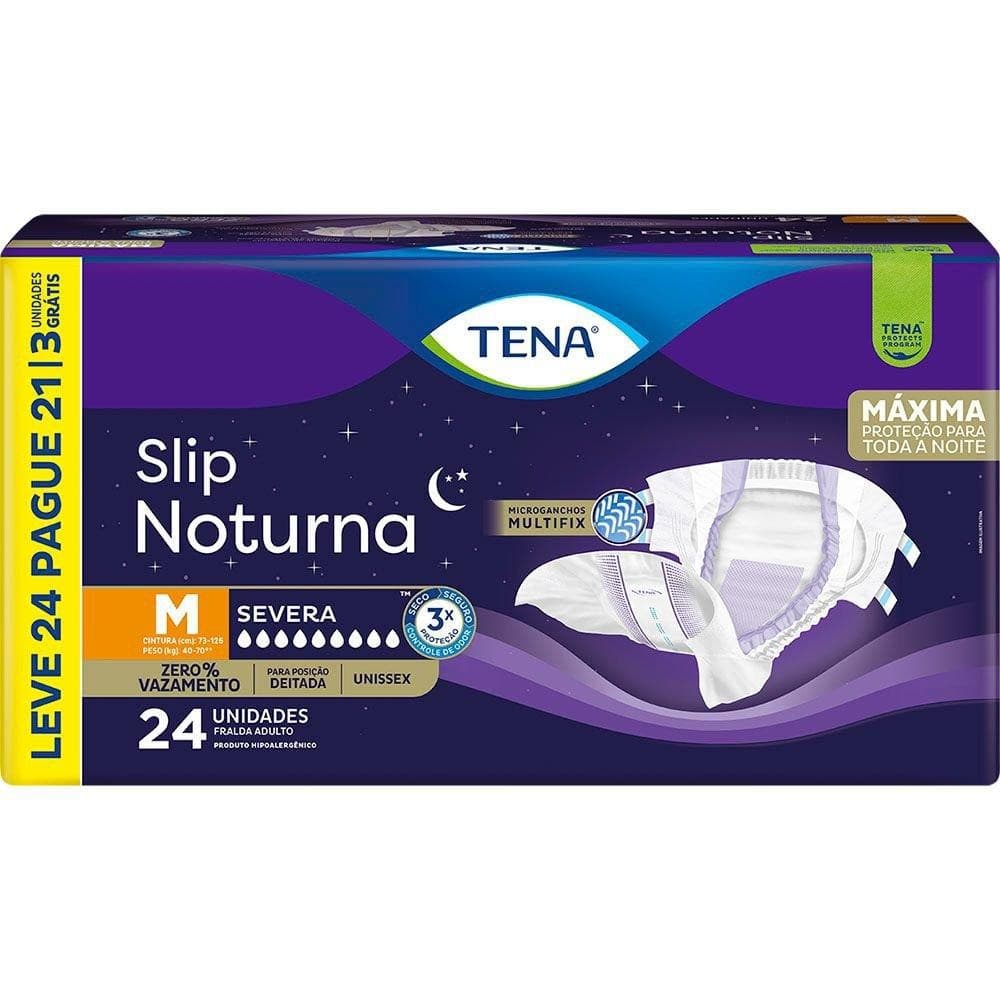 Fralda Geriátrica Tena Slip Noturna M Leve 24 Pague 21 unidades