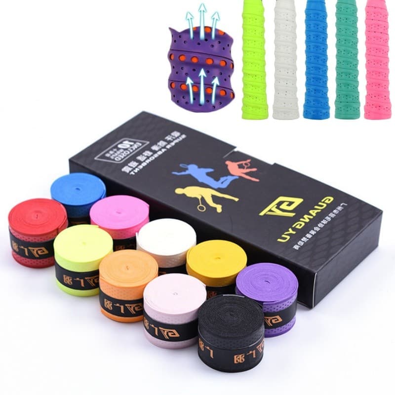 Fita Adesiva De Tênis Badminton De 1 2 Par Para Overgrips Grip Antiderrapante E Absorvente- (Cores Variadas )