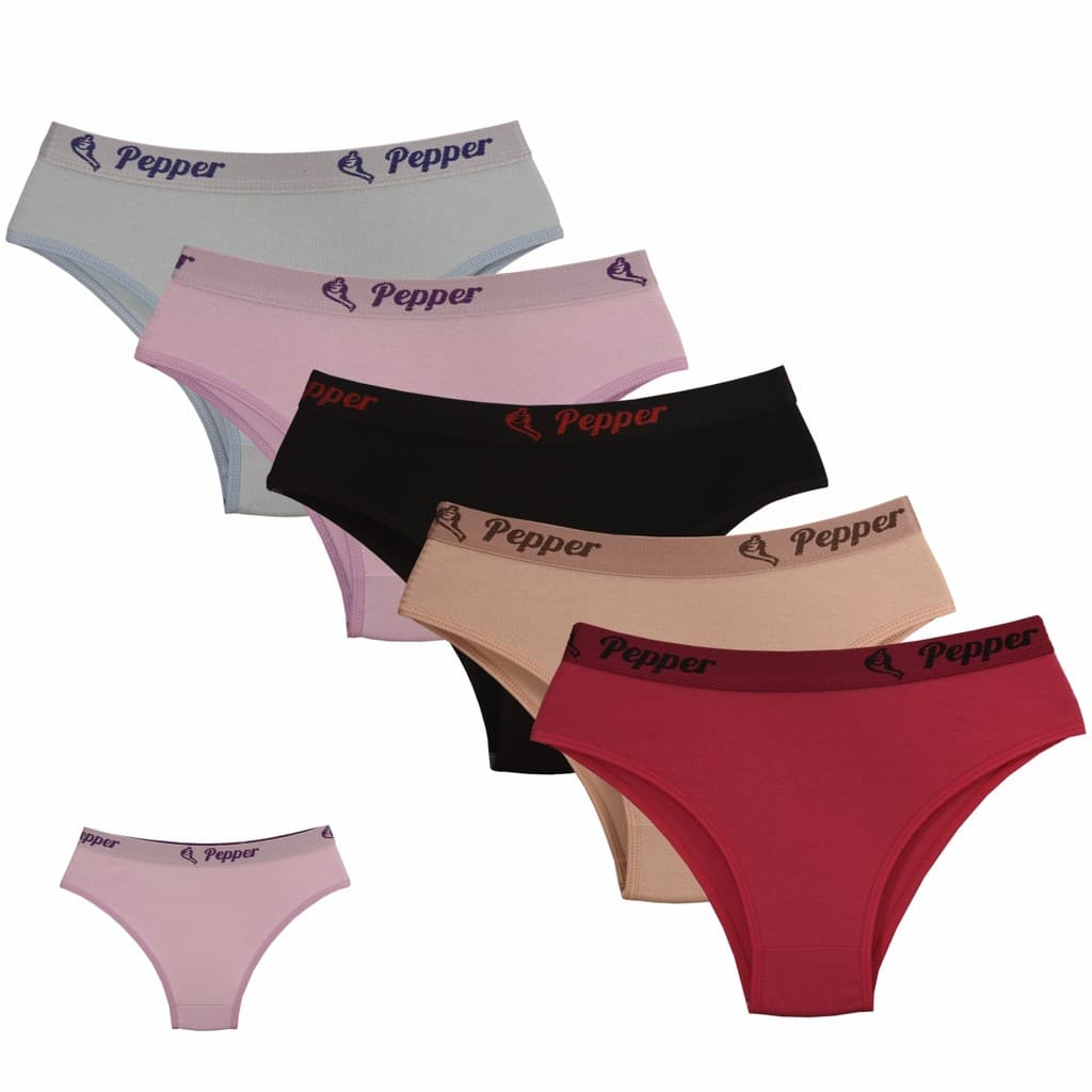 Kit 5 Calcinhas Lisas Juvenil Algodão