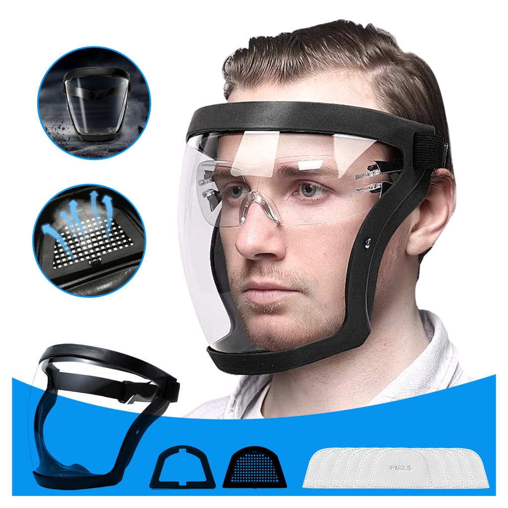 Máscara De Proteção Facial com Filtro Face Shield Segurança Total Transparente Antiembaciamento