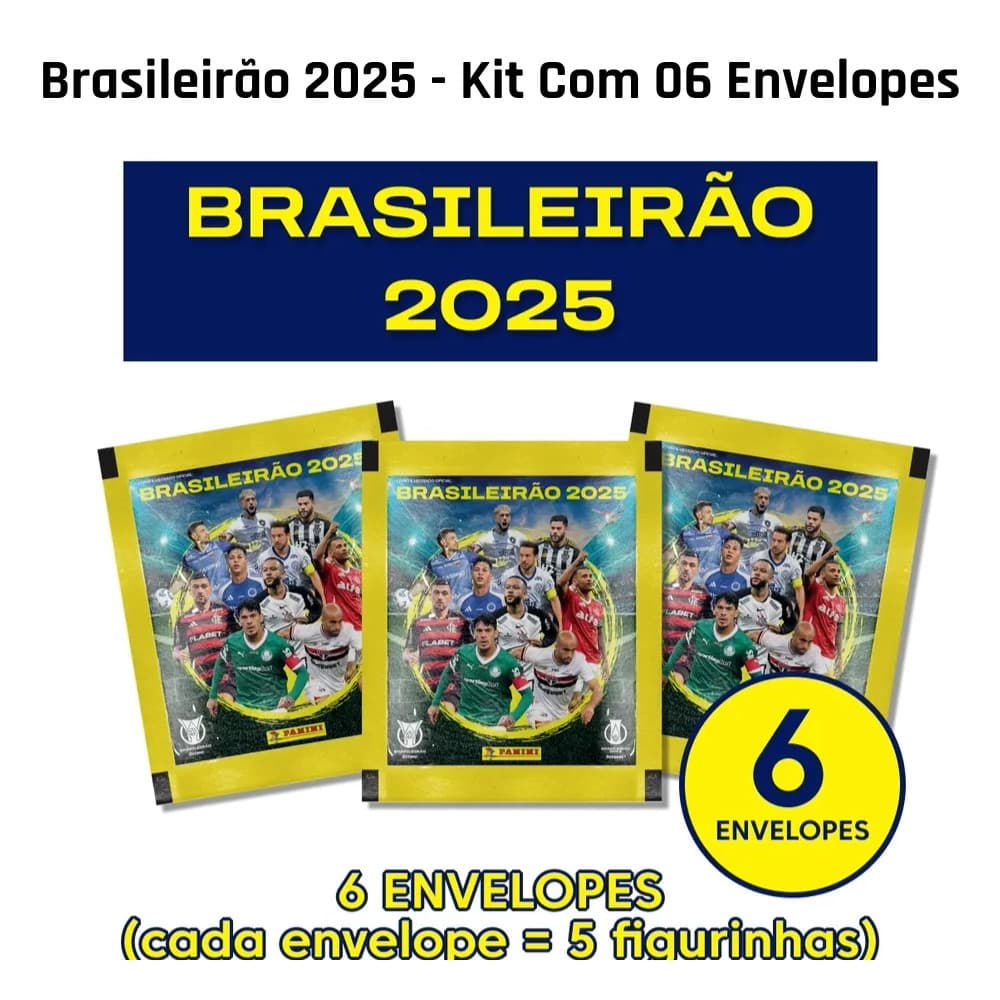 Brasileirão 2025 - Kit Com 06 Envelopes (30 Figurinhas)