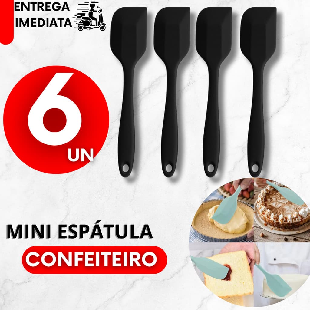 Mini Espátula de Silicone Kit 6/4/3/2/1 Reta Raspador Confeiteiro Pão Duro Confeitaria