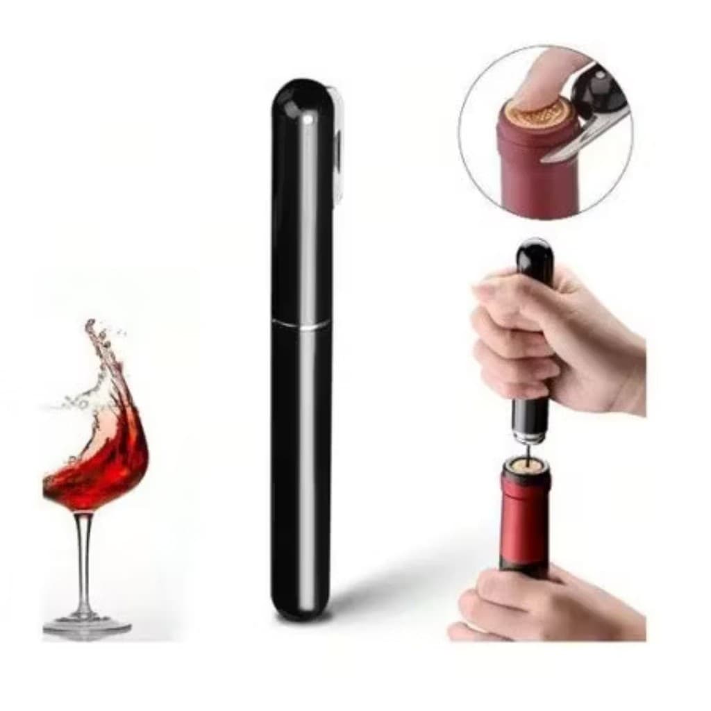 Abridor de Vinho com Bomba de Ar🍷Cortador de Segurança e Pino Inoxidável – Saca-Rolhas Profissional