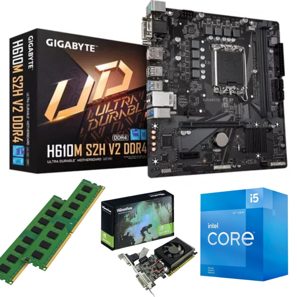 Kit Pl H610 + Proc. I5 12400f + Mem 16gb Ddr4 + Cooler + Vga 2gb