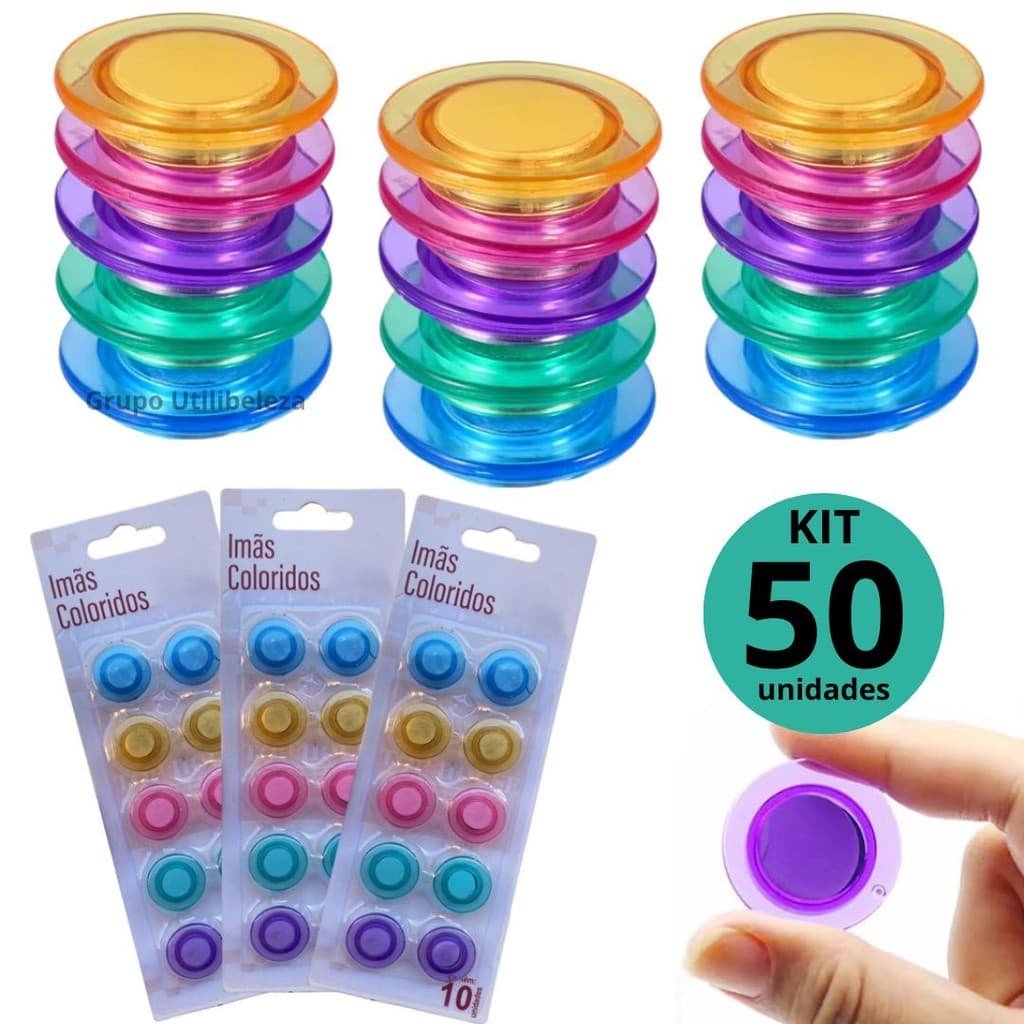Kit Imã Colorido Para Mural Geladeira 2cm para Pendurar Avisos
