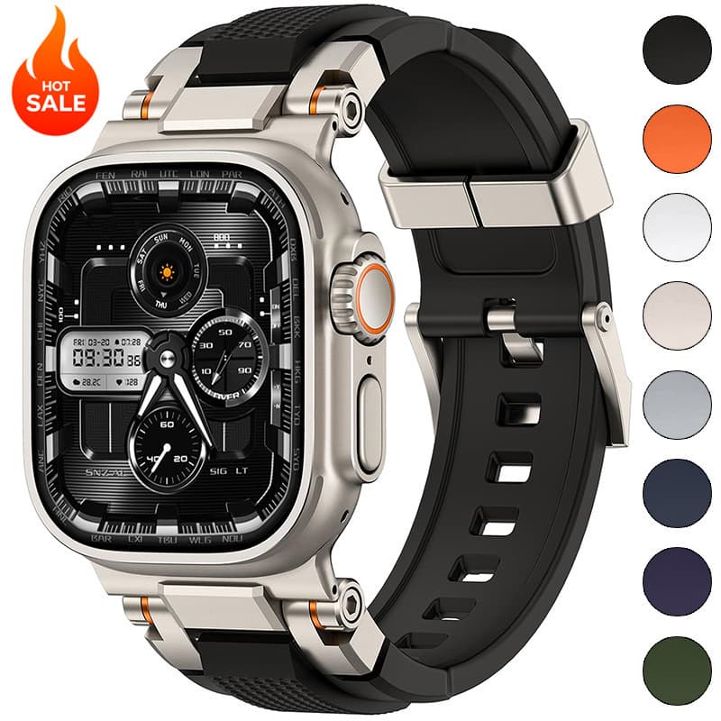Esporte Robusto Durável Pulseira De Silicone Para Apple Watch Ultra 2 49mm 46mm 45mm 44mm Iwatch Série 10 9 8 7 6 5 4