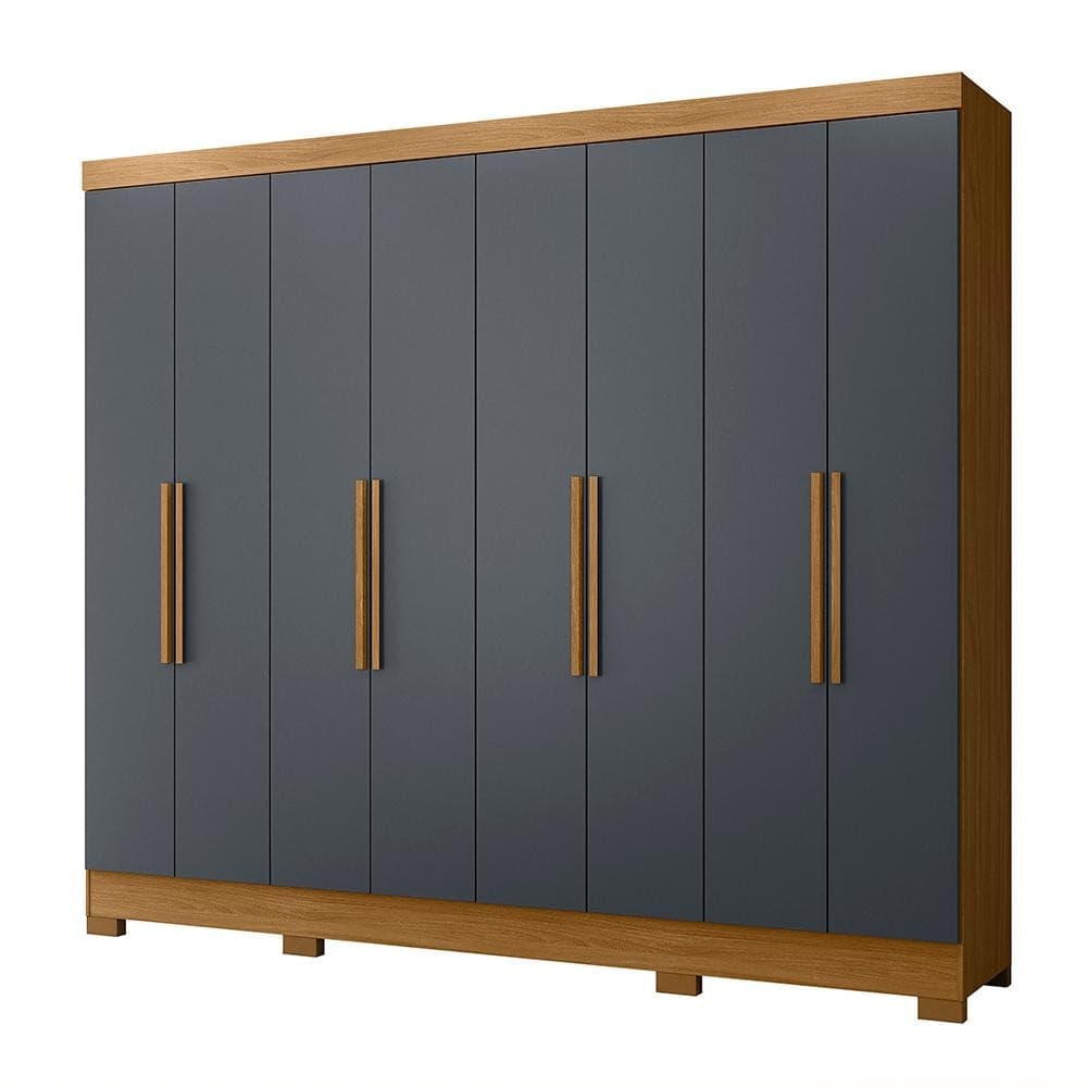 Guarda Roupas Casal 8 Portas 4 Gavetas Diplomata Moval Freijó / Cinza