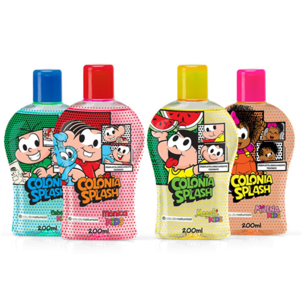 Kit C/4  Colônia Splash Turma da Monica Kids - Mônica Magali Milena e Ceboinha