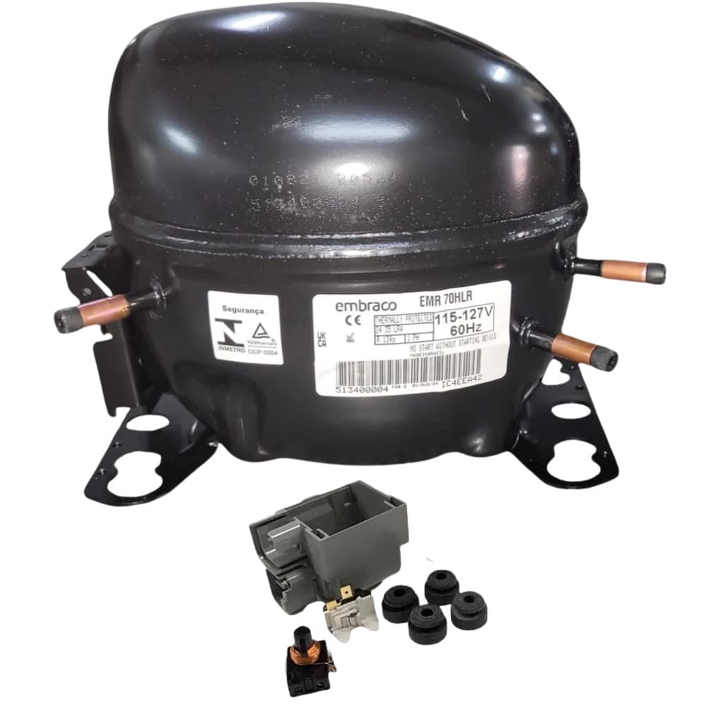 Compressor Original Brastemp Coquinho 1/5 R134a Embraco Para Geladeiras Refirgerador EMR70HLR Consul