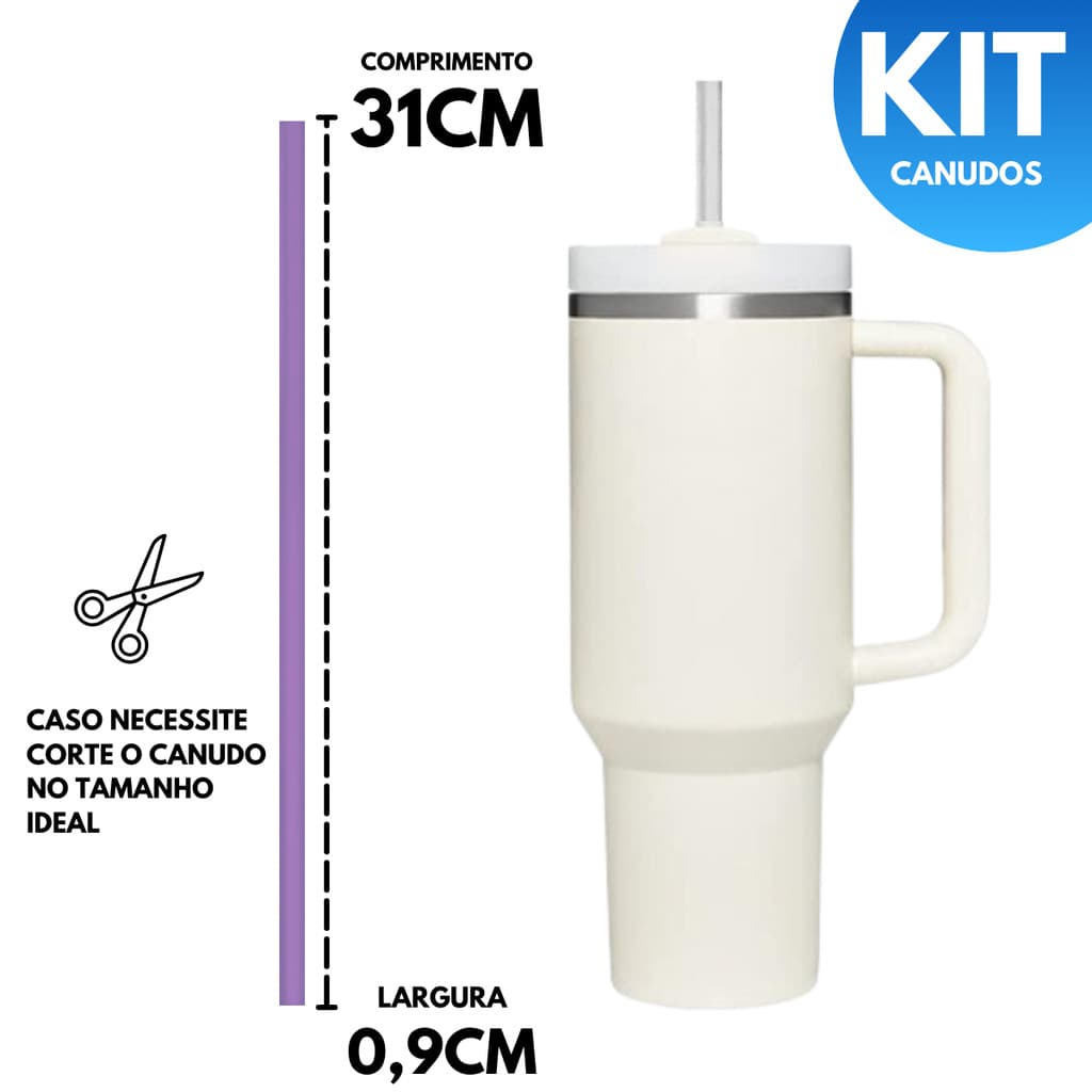 Kit Canudo 9Mm Para Copo Garrafa Termica Água Reutilizável Substituição De Canudos 30/40oz 1200ml