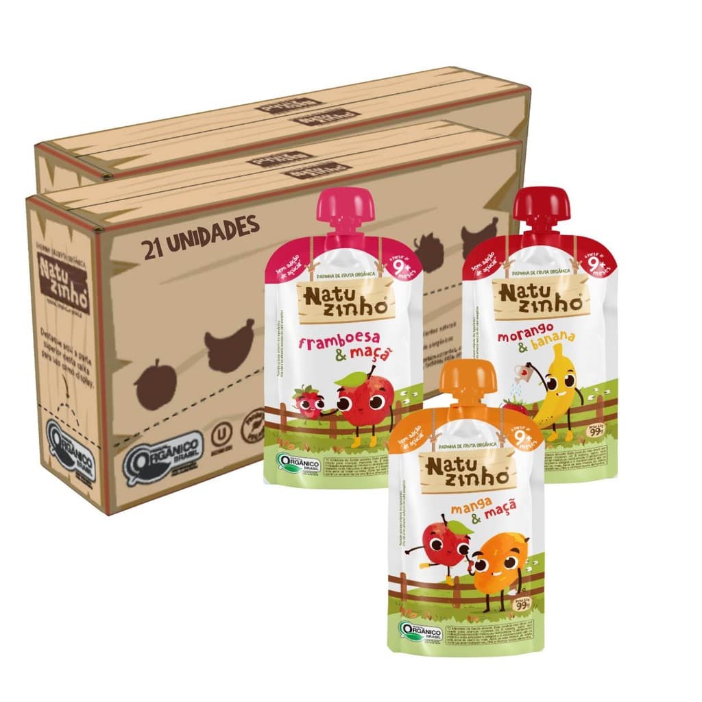 Kit Papinha Organica Natuzinho 3 sabores 9 meses 21 unids
