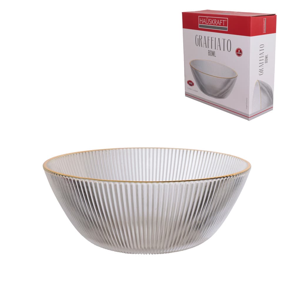 BOWL REDONDO GRAFFIATO COM BORDA DOURADA 2 LITROS HAUSKRAFT