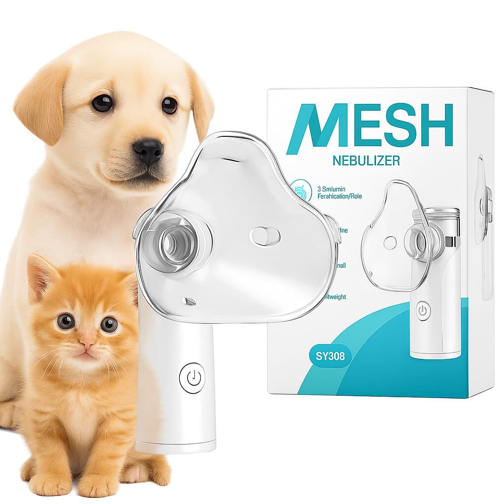 Nebulizador Inalador Para Gatos Caes Silencioso A Pilha Usb Portatil Confortável 3 Níveis Operação
