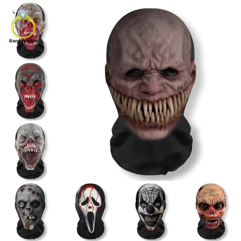[BANY] Halloween Ghost Face Máscara 3D Balaclava Rosto Cheio Malha Elástica Respirável Zumbi Headcovers Festa De Terror 