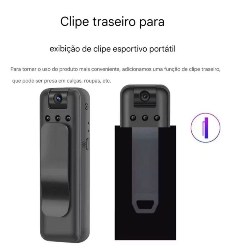 Câmera Cormoral De Ação Com Gravação de Voz WIFI HD 1080P e Grampo Traseiro