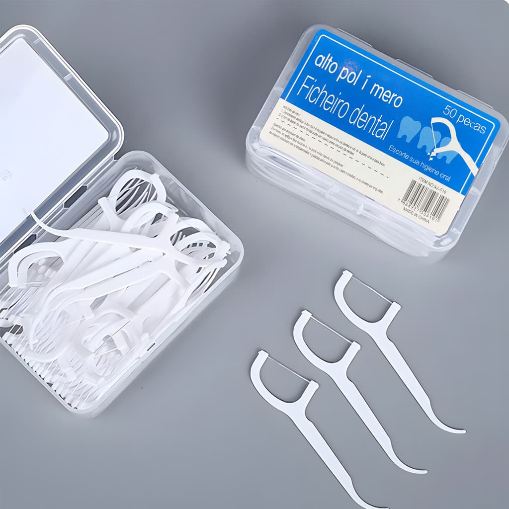Kit 200 unidades Fio Dental Ultra Fino Arqueado Higiênico e Seguro para Higiene Bucal e Uso Diário