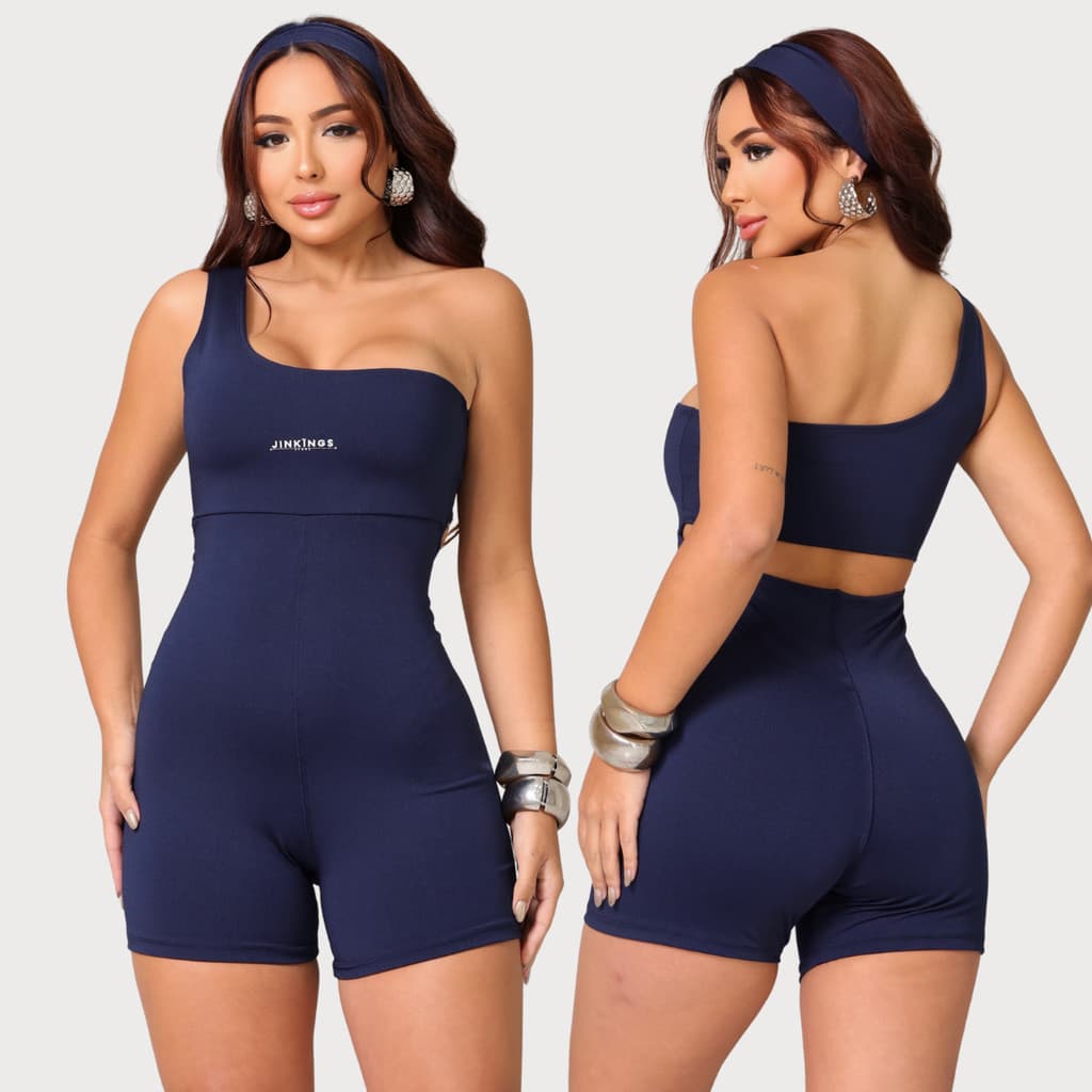 Macaquinho Alça Única- Curto, Esportivo, Academia, treino, Musculação, Feminino, Liso