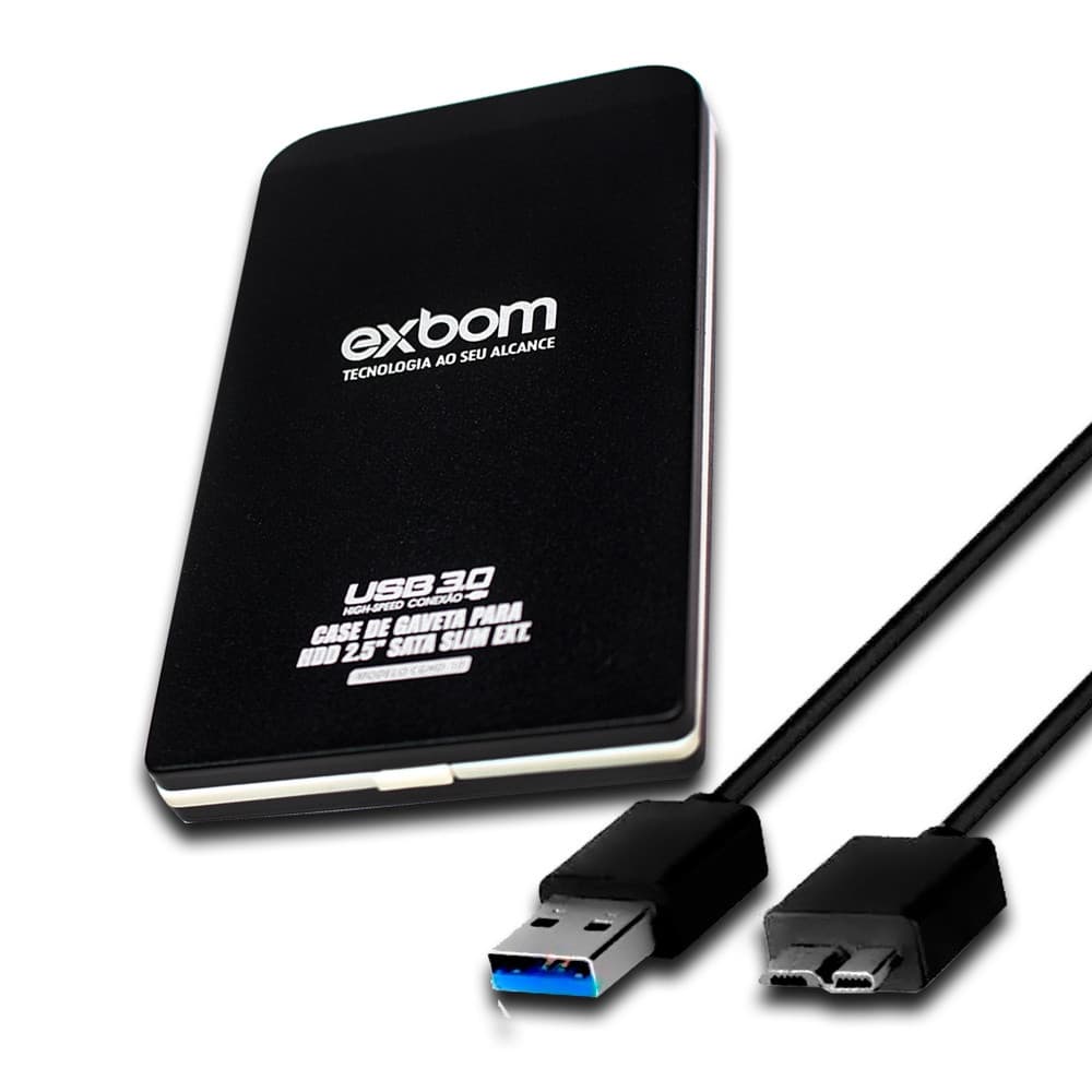 Case Para Hd De Notebook Gaveta Hd Externo 2.5 Exbom 3.0 Preto