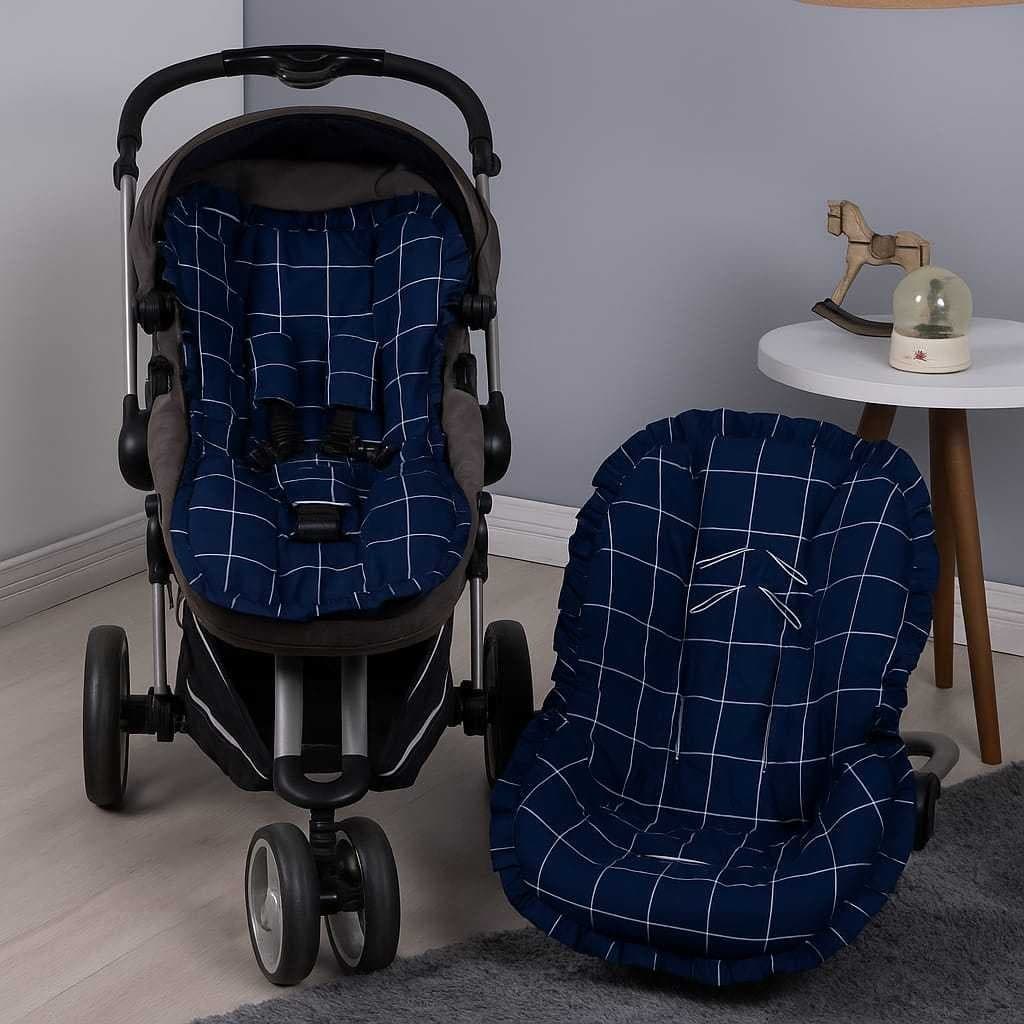 Kit Conjunto Capa de Carrinho com cinto e Capa de Bebê Conforto Universal Estampado 100% Algodão