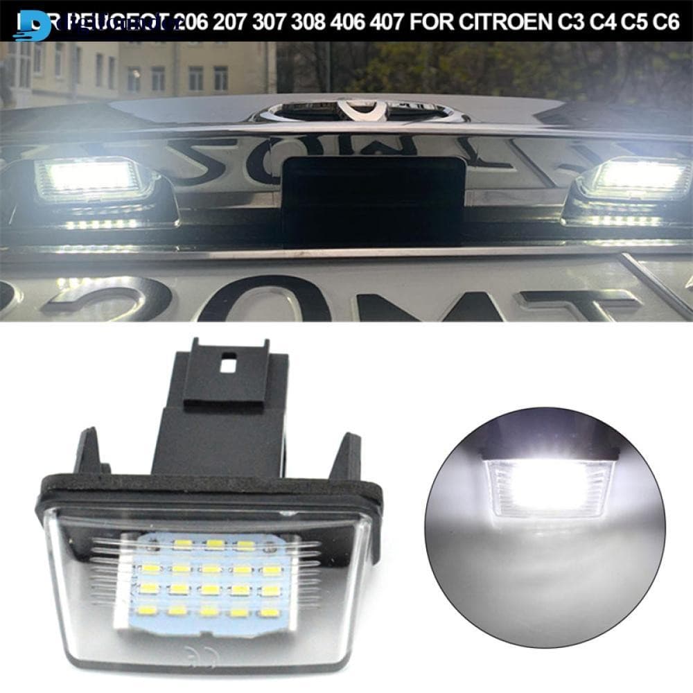 DGR 1PC 18LED Lâmpada De Luz Da Placa De Carro 12V 6500K Para Peugeot 206 207 307 308 406 407 Citroen C3 C4 C5 C6