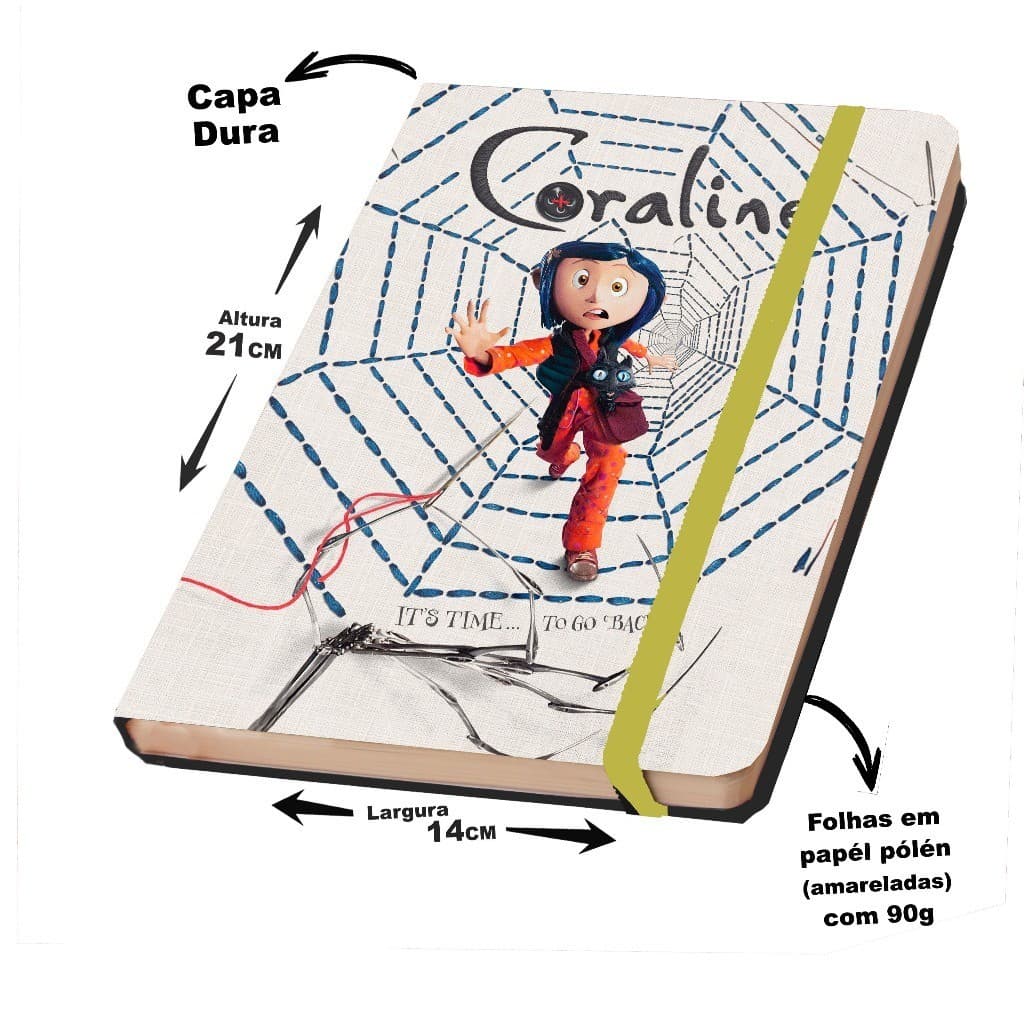 Caderno Sketckbook ou anotações CORALINE 80 folhas capa dura