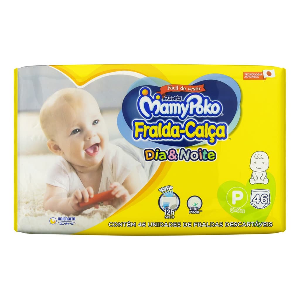 Fraldas Mamypoko Dia&amp;noite Calça P 46UN