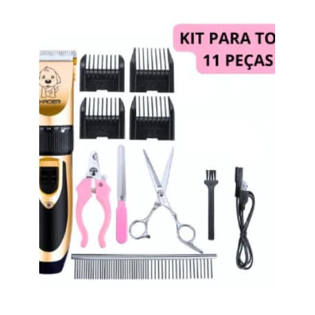 Kit 11 Maquina De Tosa Profissional Pet Cães Gato Sem Fio - Ideal Para Retoques e Acabamentos Em Cães e Gatos-ANG