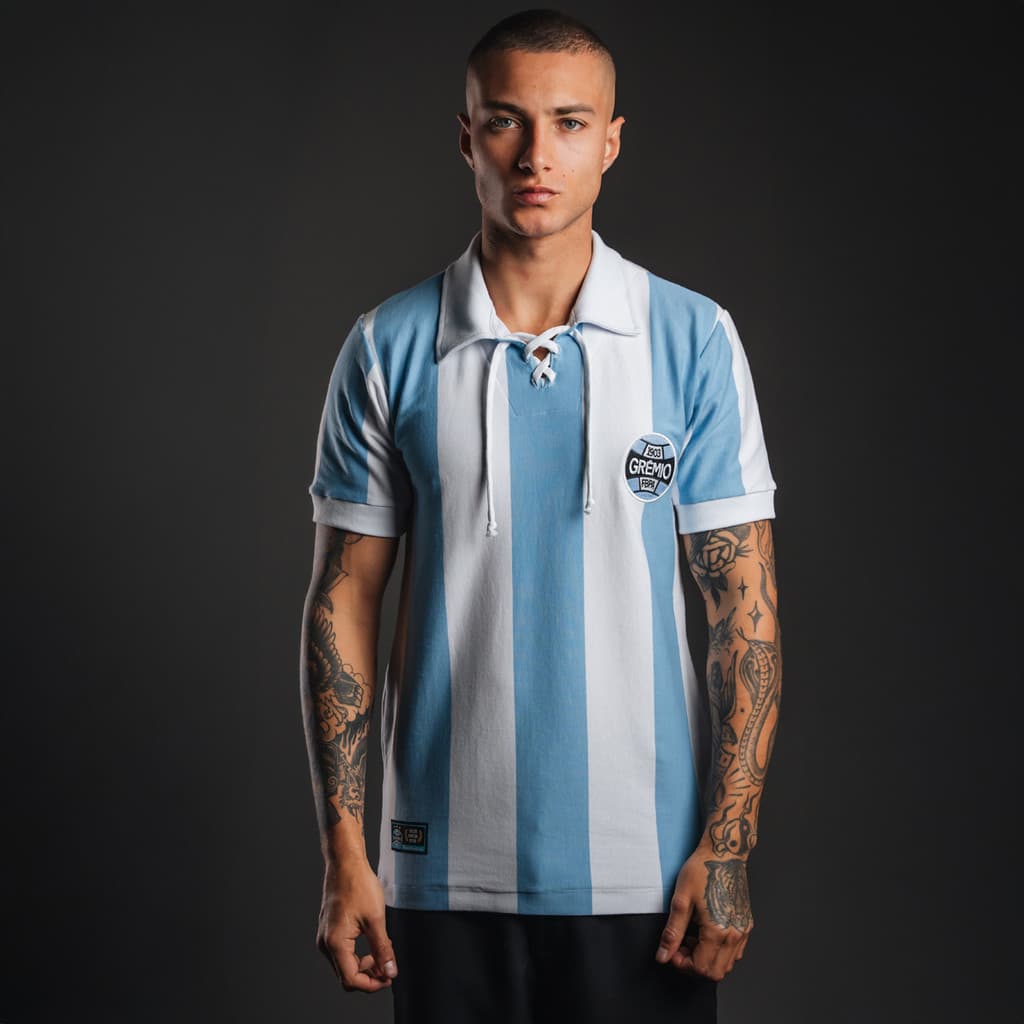 Camisa Grêmio Retrô 1917 Listrada Masculina Oficial