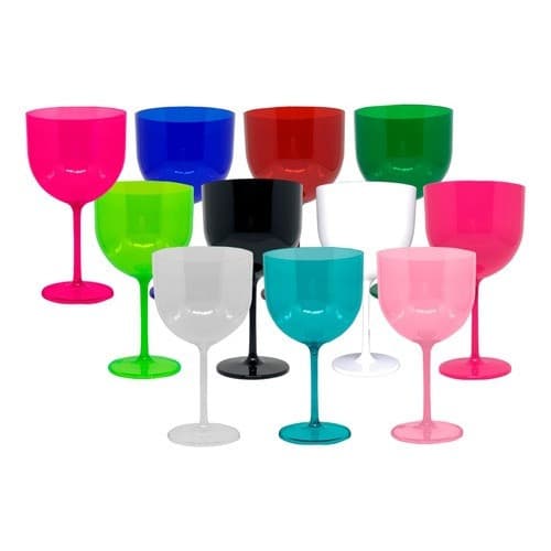 Kit 12 Taças de Gin Coloridas 580ml Acrílico Premium - Sem Personalização