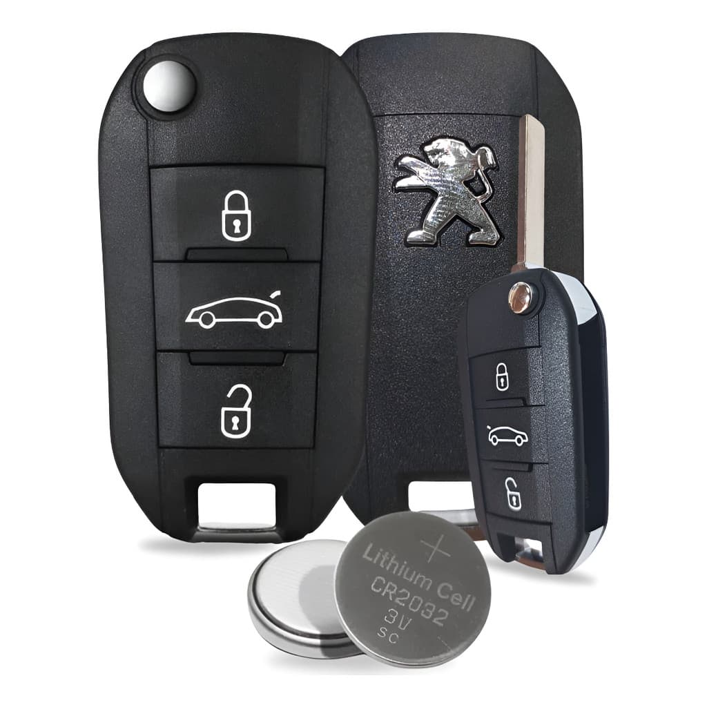 Chave Canivete Oco Peugeot  3 Botões Carcaça Com Bateria