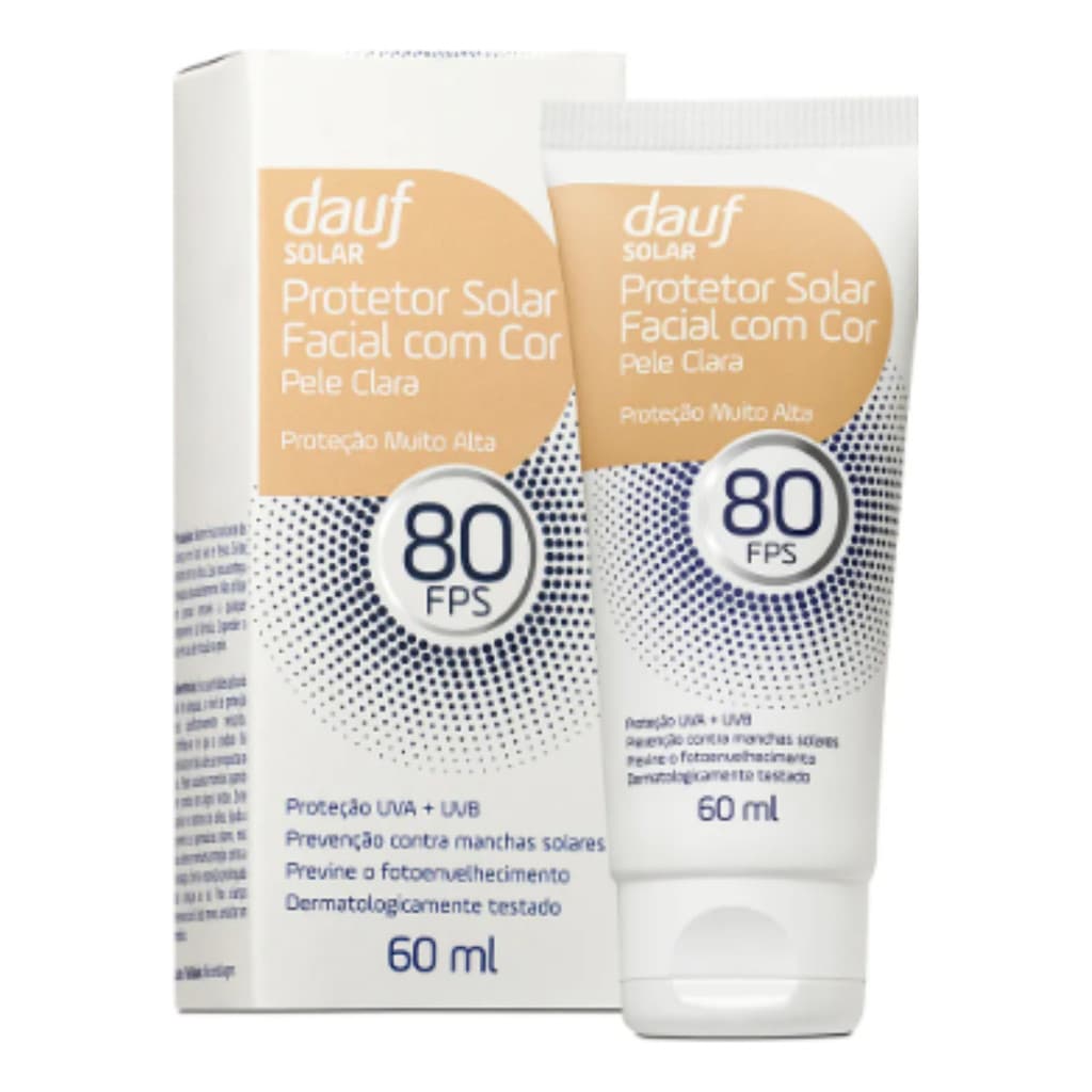 Protetor Solar Facial Dauf Fps80 Cor Bege Claro 60ml