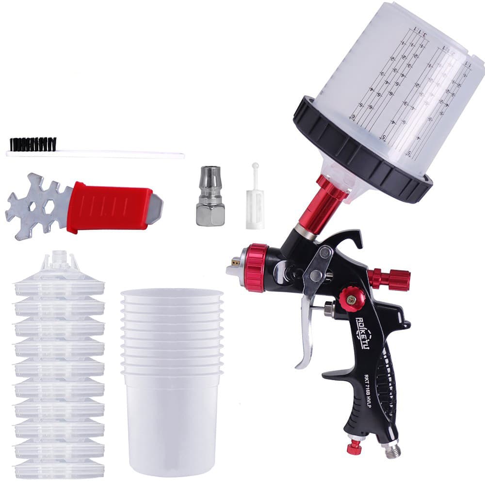1.3mm 716 Pincel De Pintura HVLP Profissional + 10pcs Copos Descartáveis De 600ML Para Pneumática De Automóveis