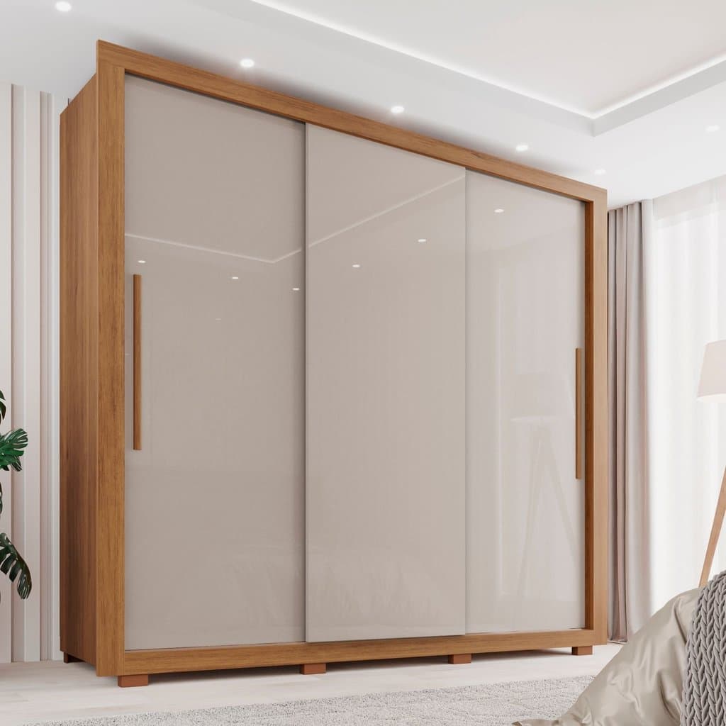 Guarda Roupa Casal 3 Portas 4 Gavetas Costa Rica Cinamomo/Off-White