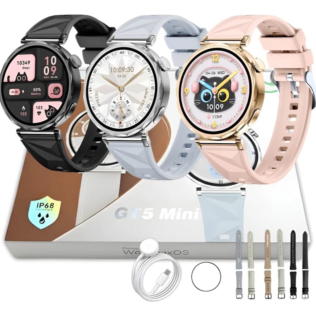 Relógio Inteligente Smartwatch GT5 mini MA21 Microwear Redondo Feminino Responde mensagem E Bluetooth
