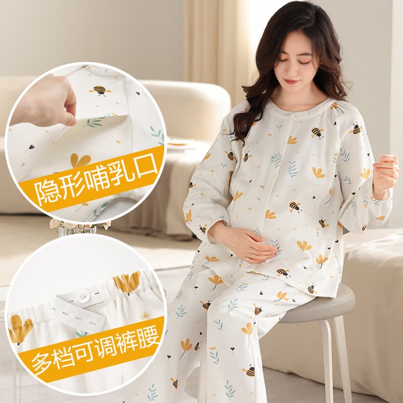 Xiyue atacado primavera outono novo estilo roupas de confinamento maternidade imitação de algodão pijamas soltos mulhere