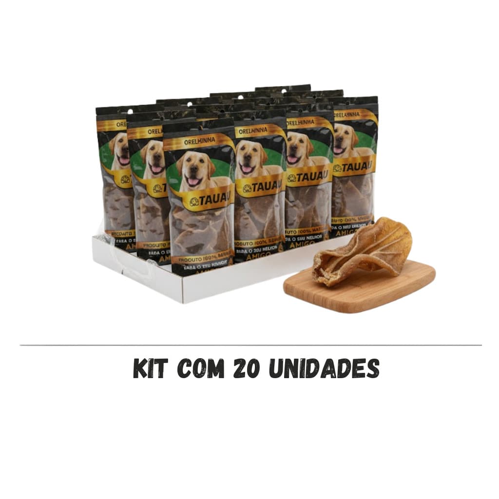 Kit 20 Mordedor Pet Para Cães Orelha Bovina