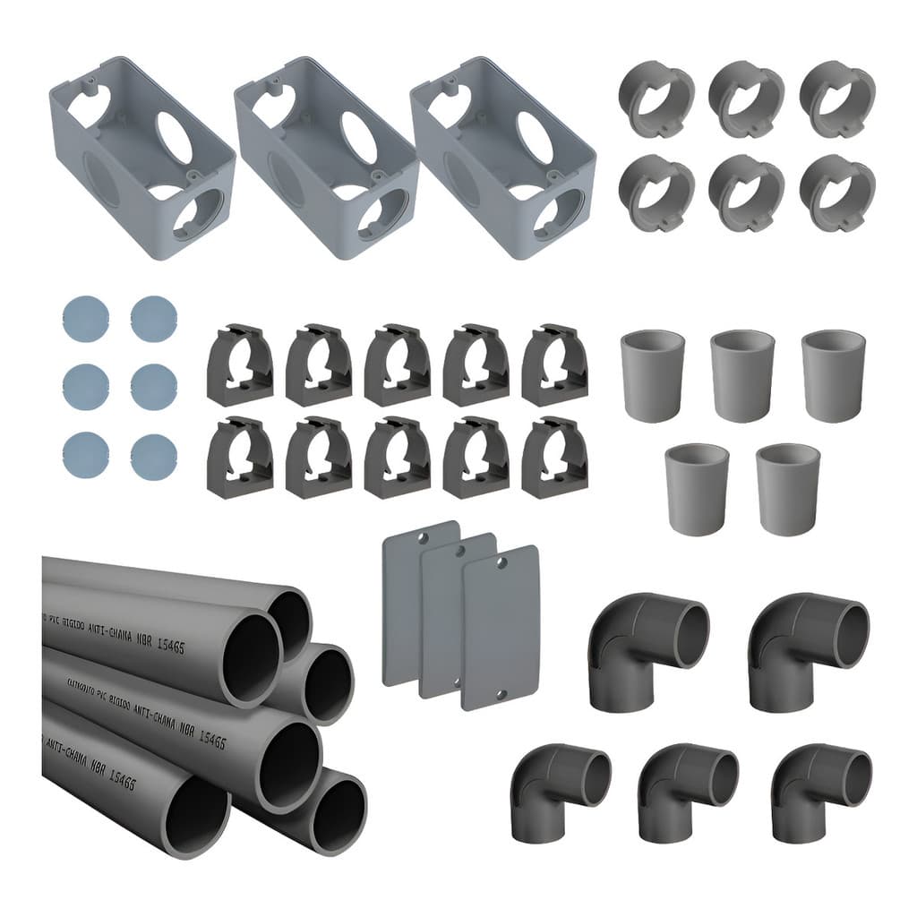 Kit 3 Caixa 4x2 Condulete 1/2 Polegada + Kit Instalação