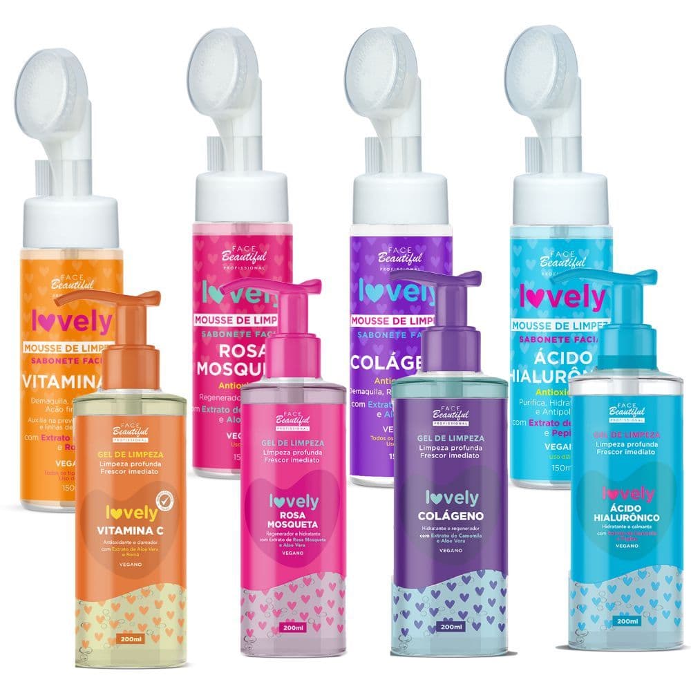 Kit Skin Care Facial Gel De Limpeza e Mousse De Limpeza Lovely Face Beautiful