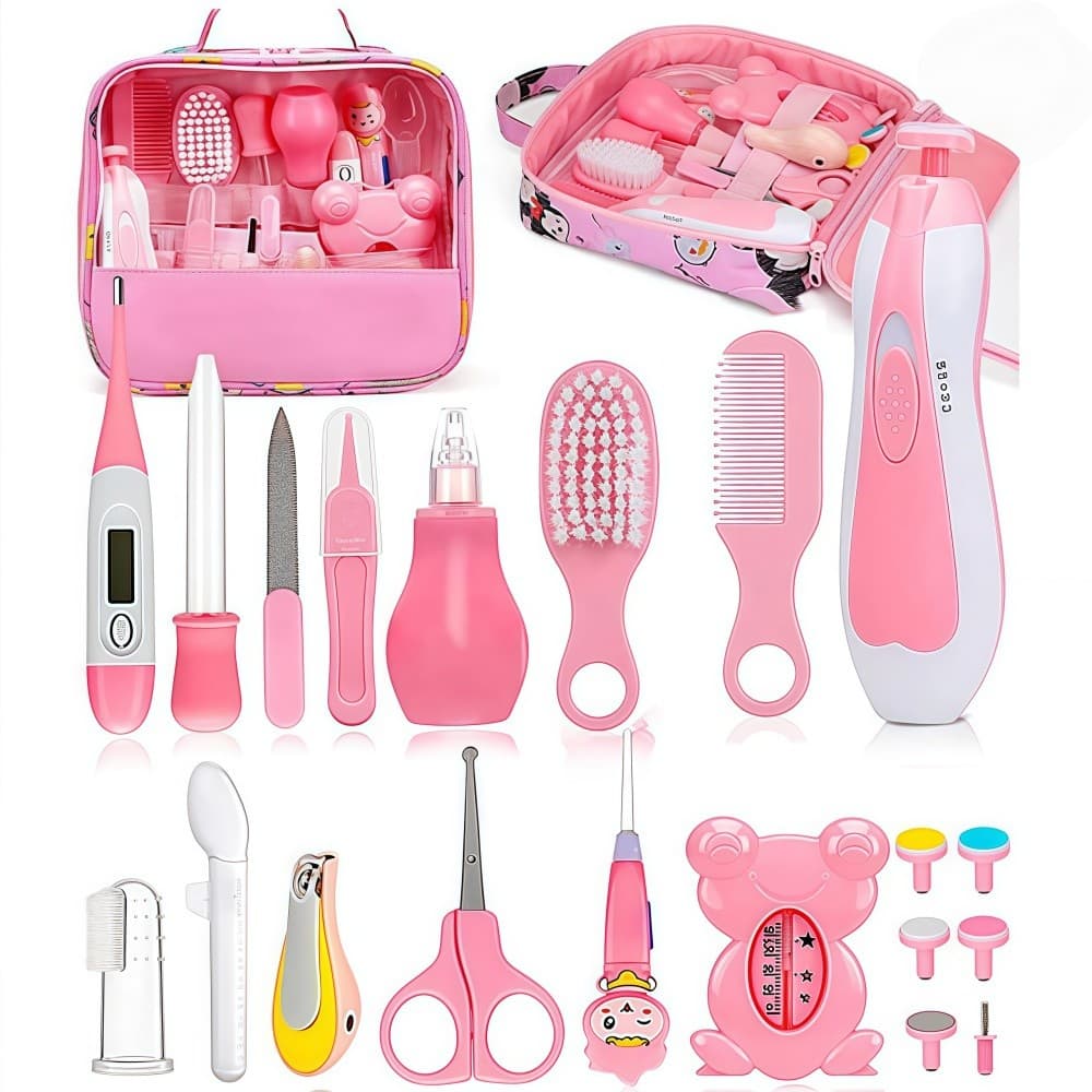 Kit Higiene Cuidado Bebê Recém Nascido Essencial +Lixa de Unha Elétrico Aparador Cortador